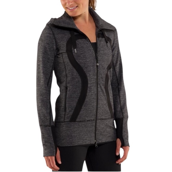 lululemon athletica Tops - LULULEMON Size 2 Gray and Black Zip-Up Hoodie Womens Jacket